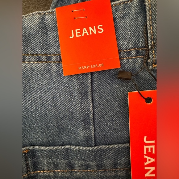 NWT Women’s Baggy Straight Wide Leg Boho Street Wear Jeans Blue Size 12 - Picture 8 of 11